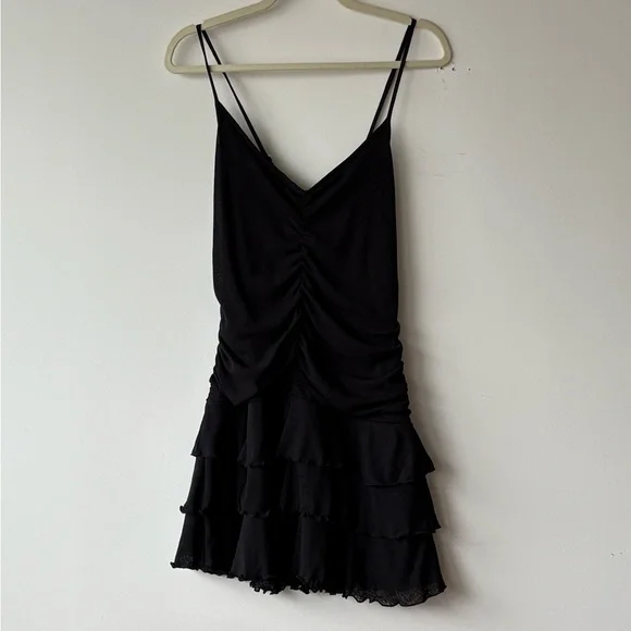 wild fable black ruched dress Wild Fable Women's Sleeveless Ruched Mesh Midi Dress Stretch Black S